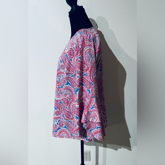 Belle by Kim Gravel Pink and Blue Paisley Blouse - Picture 3 of 8